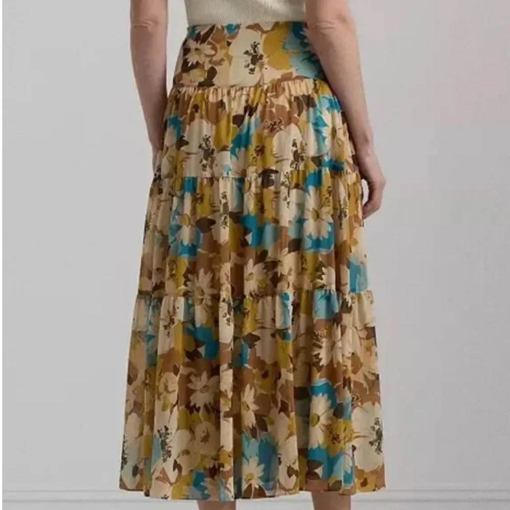 Ralph Lauren Black Label Floral Tiered Maxi Skirt in size 4 Petite